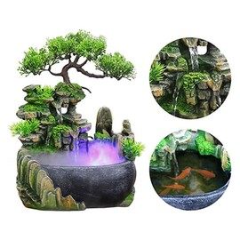 Rockery Stream Tabletop Fountain, Zen Meditation Indoor Waterfall Feature with Automatic Pump and Switch, Desktop Fountain for Home Office Bedroom Decoration (A)