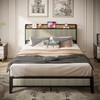 SOFTSEA Queen Size Platform Bed Frame with Upholstered Headboard and
