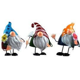 HlpiAMok Yasirona BWG Wobble Head Metal Novelty Garden Gonk Gnome Ornaments - (Set of 3)