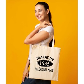 Print4U Shopping Tote Bag For Life Made In 1935 90th Birthday Natural