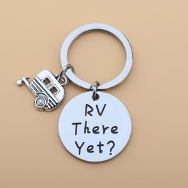 LQRI Camping Jewelry Camping Lover Gift Rv There Yet Camper Keychain with RV Trailer Charm Trailer Vacation Jewelry Traveler Graduation Gift Retirement Gift (sliver)