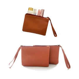 2 Pack Small Coin Purse Organizer for Women, Brown Little Makeup Bag, 4.5 x 6.5 Clutch Stadium Approved, Vintage Mini Make up Zipper Pouches for Change, Cash,Travel Essentials, Tiny Cosmetic