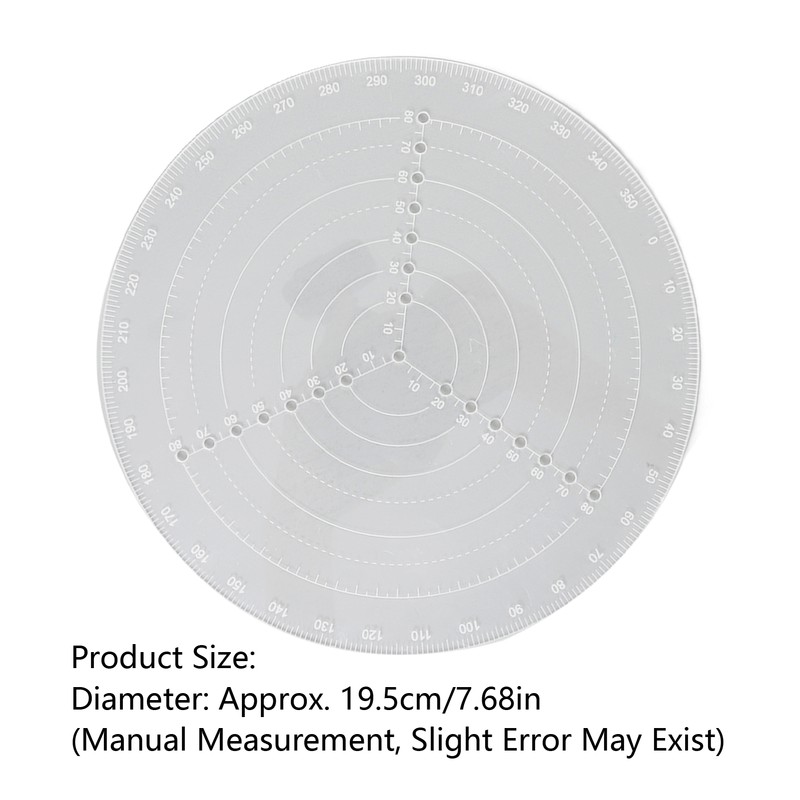 Round Center Finder Acrylic Semi Transparent Compass Drawing Measurement Tools