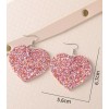 Handmade Heart Shaped Sequins Pink Multicolor Earrings ~ Valentines Day