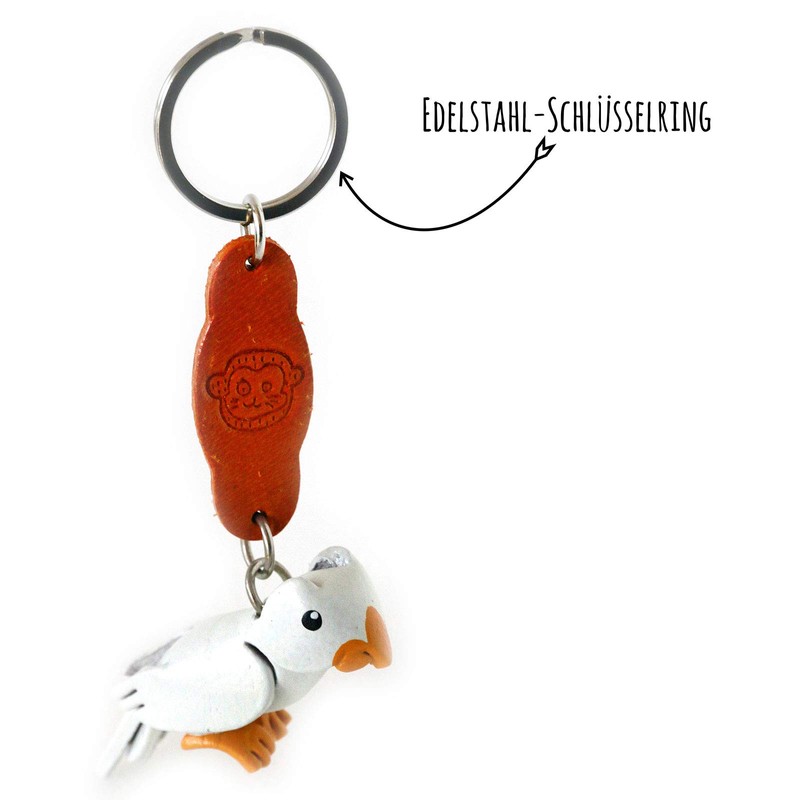 MONKIMAU Leather Keyring Parrot Bird