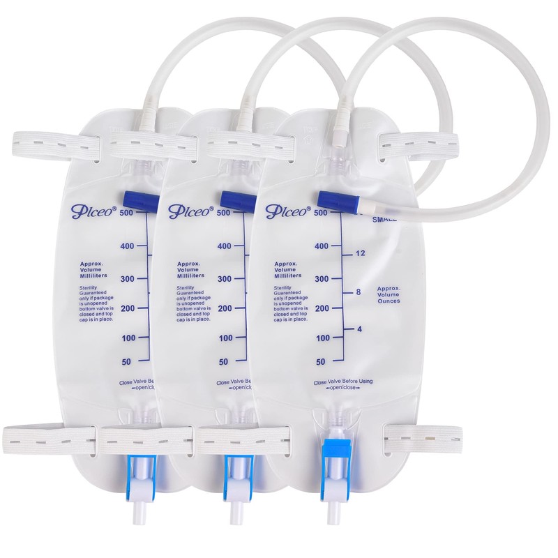 3 Pack Easy-Tap Catheter Leg Bag Urinary Drainage Bag, 500ml,