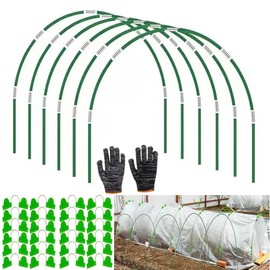 Garden Hoops for Raised Beds,6 Sets of 8ft Greenhouse Plastic Covering Grow Tunnel Netting,Plant Greenhouse Support,Flexible Fiberglass Plant Support Hoops for Outdoor,with Gloves and Clips (36pcs)