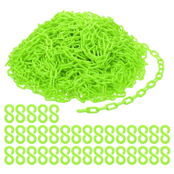 PATIKIL Plastic Chain Links, 200 Feet Safety Chains, Green Plastic