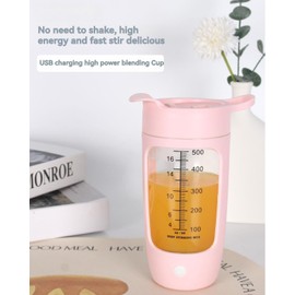 EQLETNODE Revolutionary Self Blending Protein Shake Bottle - Powerful, Reliable and Easy to Use - Food Grade PP Material, Large 20.29 oz Capacity, Long Lasting Batteries (PP (pink))