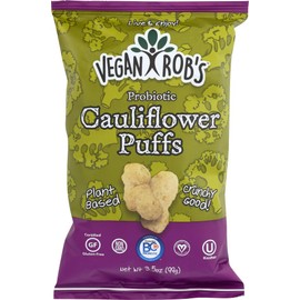 Vegan Rob's Plant Based Probiotic Cauliflower Puffs Certified Gluten Free Kosher(OU) Kosher 3.5 oz - 5 pac
