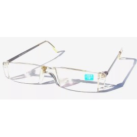 by De'Vons Optics Inc. Est. Since 1983 Vintage 90's Small Rectangle Rimless Half Frame Reading Glasses +2.25 (Brown)