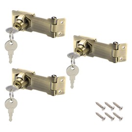 uxcell 3-inch Keyed Hasp Locks Zinc Alloy Twist Knob Keyed Locking Hasp W Screws for Door Cabinet Keyed Alike Bronze Tone 3Pcs