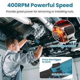 Moclever Cordless Ratchet Wrench Set, 3/8" 400 RPM 12V Power Electric Ratchet Driver with 7 Sockets, 2 Packs 1200MA Lithium-Lon Battery, Built-in LED light