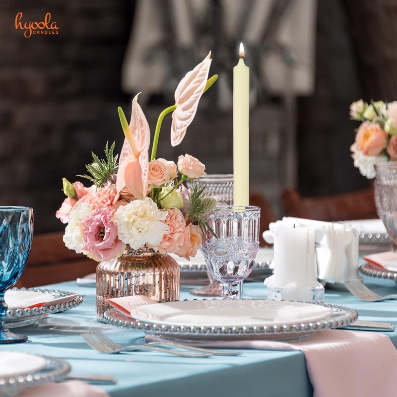 Hyoola Taper Candles - 7 Inch Ivory Dripless, Unscented Dinner
