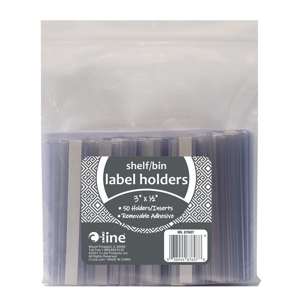 C-Line Self-Adhesive Label Holders, Top Load, 1/2" x 3", Clear,