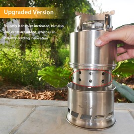 TOMSHOO Upgrade Camping Stove & Backpacking Stove with Wood Ash Plate & Foldable Handle,Portable Folding Windproof Wood Burning Stove Compact Stainless Steel Alcohol Stove Outdoor Camping Picnic