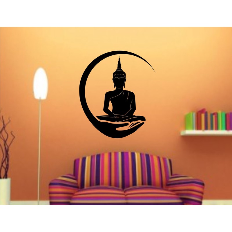 Heaven Decors Lord Buddha;Gautam Buddha Black Wall Decal and Sticker