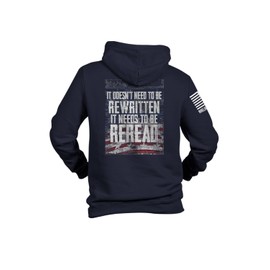 Nine Line Reread Hoodie Navy - Dropline logo and american flag on sleeve - Pill-resistant smooth finish (US, Alpha, X-Large, Regular, Regular)