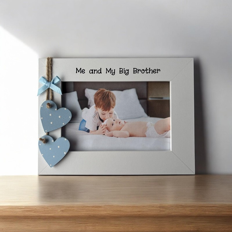 Me and My Big Brother Photo Frame Gift White Blue