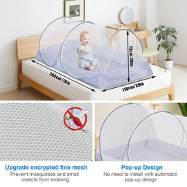 Petyoung Foldable Pop-up Mosquito Net, Portable Lightweight Single Camping Tent, Easy Setup Mosquito Tent Bed for Home Camping Travel Dorm