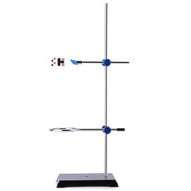 FunChem Lab Stand Set, Stainless Steel Support Stand Chemistry Set with Rod (22.4 inch L), 4-Prong Burette Clamp, Retort Ring and 2 Boss Heads