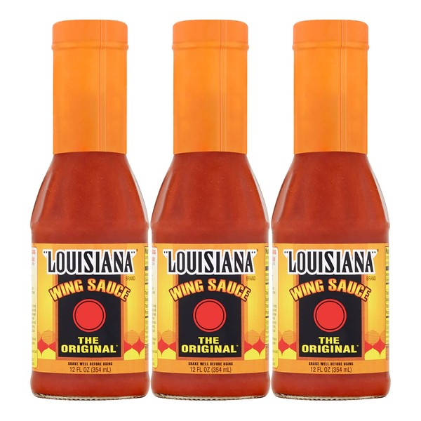 Louisiana Brand The Original Wing Sauce, Added Hot & Spicy Flavor for Wings, 23 Servings Per Bottle, Kosher Wing Sauce (12 Ounce (Pack of 3))