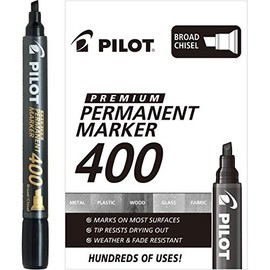 Pilot Marcador Permanente SCA400, punta de cincel, tinta negra, 12 unidades, 44114