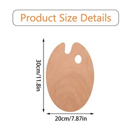 Wooden Painting Palette, Wooden Painting Palette, Wooden Finger Hole Painting Palette, with Practical Thumb Hole for Acrylic Quarels and Oil Paints, 30 x 20 cm
