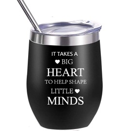 Teacher Appreciation Gifts - It Takes a Big Heart to Help Shape Little Minds 12 Oz Insulted Stainless Steel Tumbler (Black)