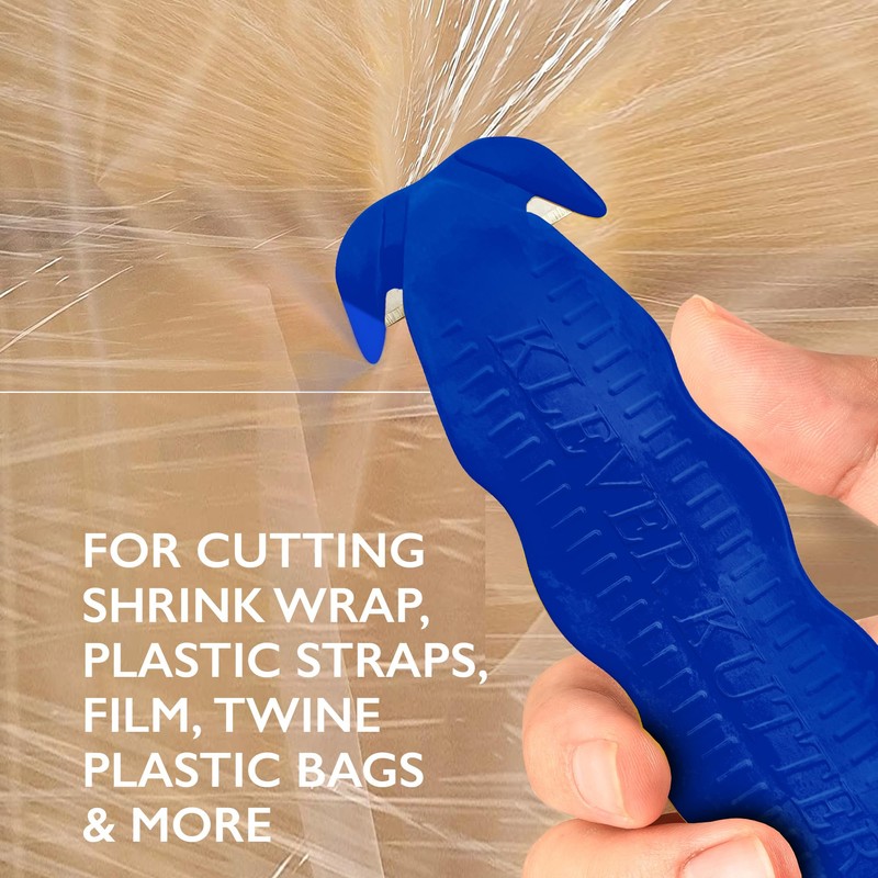 Klever Innovations KCJ-1B Safety Cutter, Advanced Plastic Polymers, 4-5/8”, Blue