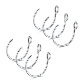 Jforyou 20G 8 mm Pack of 10 Fake Nose Piercing Hoops Fake Ear Helix Cartilage Ring, Stainless Steel, Silver set.