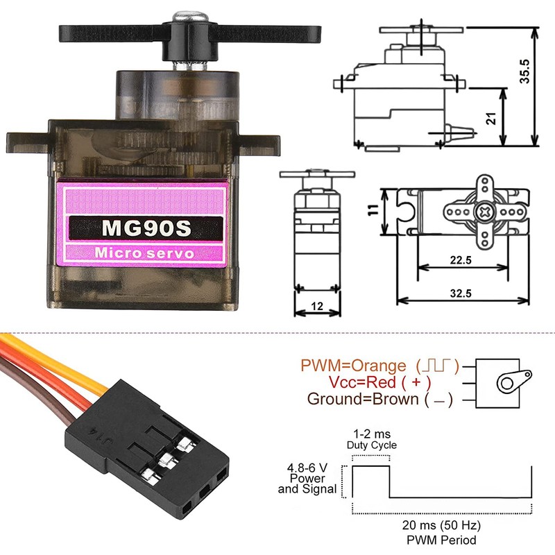 Seamuing 6Pcs MG90S Micro Servo 9G Servo Motor Metal Geared