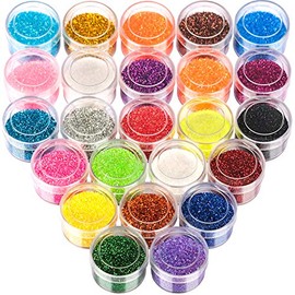 24 Pots Fine Nail Glitter, FANDAMEI Cosmetic Glitter for Face, Eye, Lips, Body, Hair, Make Up, Nail Art, Arts & Crafts Glitter, Crafting, Card Making, Scrapbooking, Extra Fine Glitter