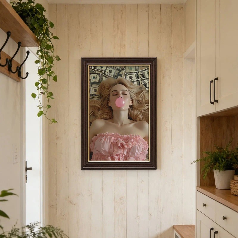 20x30 Wood Grain Gold Border Frame with Home is My