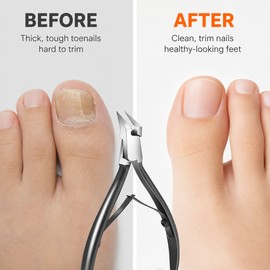 Stainless Steel Toenail Nipper for Thick Nails – Curved Precision Clipper for Home Pedicure and Grooming