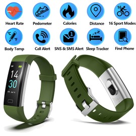 ENGERWALL Fitness Tracker with Step Counter/Calories/Stopwatch, Activity Tracker with Heart Rate Monitor, IP68, Health Tracker with Sleep Tracker, Smartwatch, Pedometer Watch for Women Men Kids