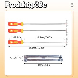 MAEXUS File for Chainsaw, 3-Piece Chainsaw File Set with Handle and File Holder, Horse, Round File for Chainsaw, Chainsaw File 4/4.8/5.5 mm Files for Chainsaw