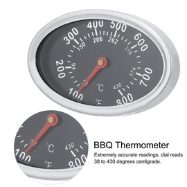 DEWIN BBQ Grill Thermometer, Oval Shaped Stainless Steel Roasting Thermometer 430℃ for Grills, Oven, Smoker, Smoker and Grill Trolley, Analogue, Grill Accessories (Celsius and Fahrenheit Display)
