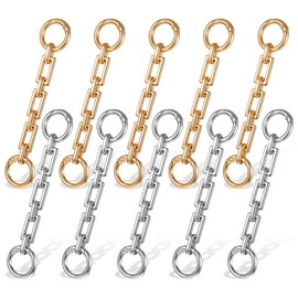 Dimeho 10Pcs Bag Extender Chain Purse Strap Replacement Bags Charms Gold Silver Metal Strap Accessories Purse Making Supplies for Handbags Crossbag Shoulder Bag