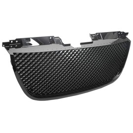 Grille Compatible With 2007-2014 GMC YUKON & YUKON XL 1500 DENALI, B Style ABS Black Front Bumper Hood Grill by IKON MOTORSPORTS, 2008 2009 2010 2011 2012