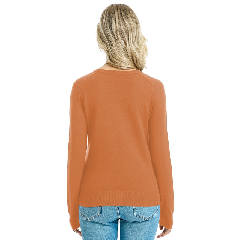 QUALFORT Sweaters for Women V Neck Long Sleeve Pullover Sweater