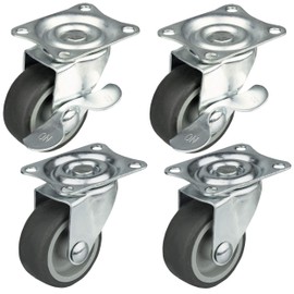 HRB Beach chair castor, furniture castor, load capacity 400 kg, set of 4, 40 mm castors with brake, 2+2