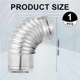Hicarer 4 Inch 90 Degree Galvanized Dryer Elbow Vent Tube Connector Adjustable Dryer Vent Elbow Connector for 4" HVAC Duct Pipe Hose Ductwork(1 Pc)