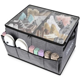 Lukeline Large Storage Basket for Shoe Organizer, Fabric Shoe Basket for Entryway Hallway or Mudroom, Space-Saving Storage Bin for Shoe Containers, Decorative Basket with Cover for Home Decor