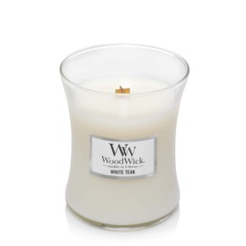 WoodWick Medium Hourglass Scented Candle, White Teak