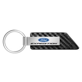 iPick Image - Ford Carbon Fiber Texture Black Leather Strap Key Chain - Expedition