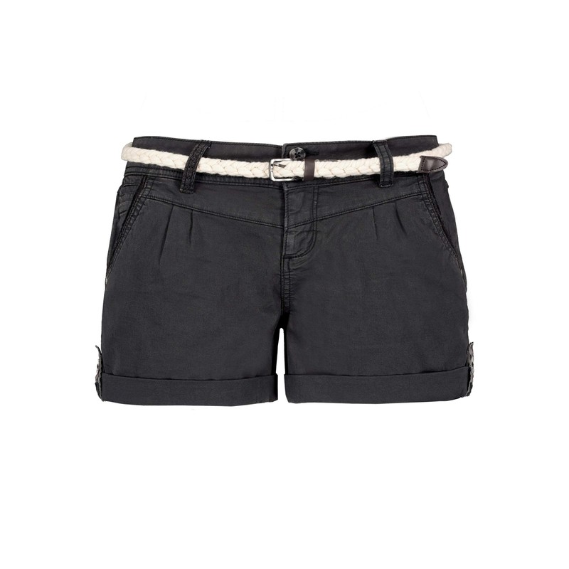 Eight2Nine Women's Chino Shorts with Braided Belt, Dark-grey
