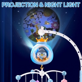 ZFSZSY Baby Mobile for Crib, Crib Mobiles with Music and Lights, Nursery Hanging Mobile for Girls Boys Bassinets Toys, Musical Mobile Arm for Pack and Play, Space Portable Animal Mobile Clip On