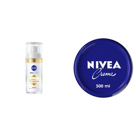 NIVEA Cellular LUMINOUS630 Anti-manchas Serum Facial Aclarador de Piel (30 ml), Crema Facial Enriquecida Con Ácido Hialurónico + Creme, crema humectante multipropósito para el cuerpo,500 ml