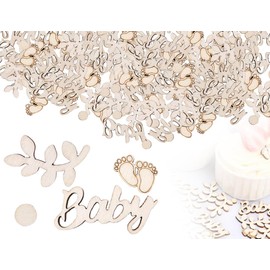 ZoeTekway Pack of 100 Baby Shower Decoration, Baby Shower Table Decoration, Wood, Girls Boy Confetti Confetti Decoration, Neutral Baby Party Confetti Shower Accessories, for Baby Shower, Gender Reveal